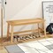 39.5" Wicker Dining Bench Natural Wood Frame with Comfortable Breathable Woven Seat